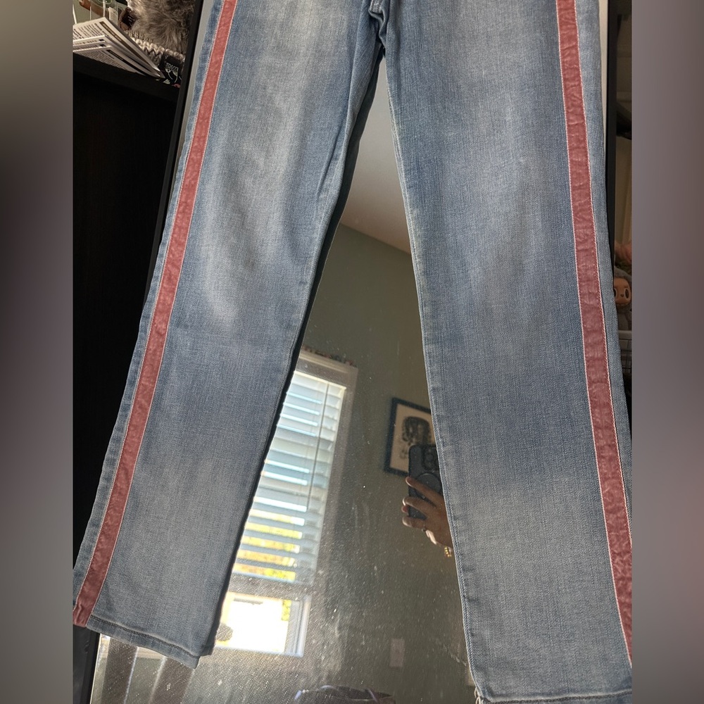 White House Black Market High Rise Slim Ankle Light Denim w Velvet Piping - Picture 2 of 9